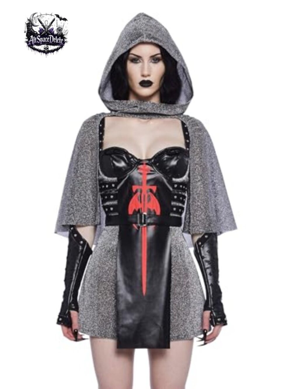 Medieval Knight Womens Costume Renaissance Outfit Vegan Leather Mesh